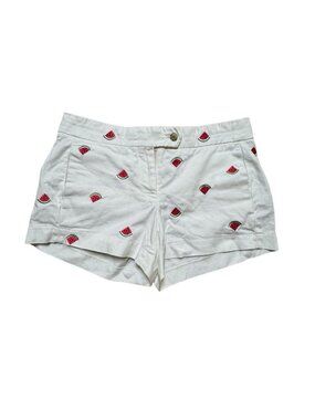 J.Crew Watermelon Embroidered Shorts Size 0 White Cotton Summer
